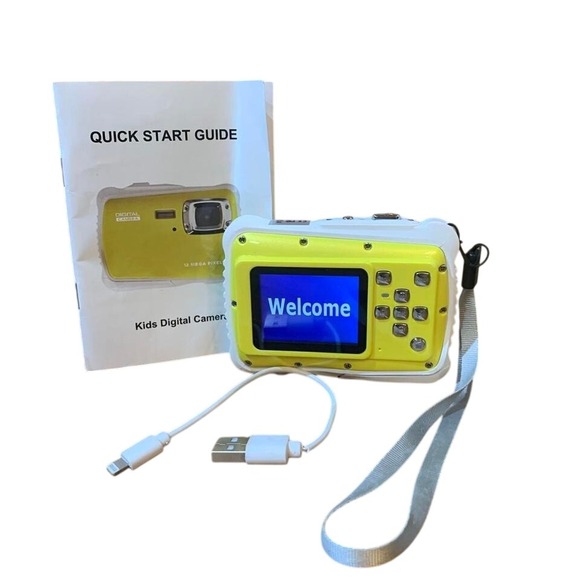 Waterproof Kids Digital Camera Yellow 12MP HD Video Recorder Shockproof - Picture 1 of 8